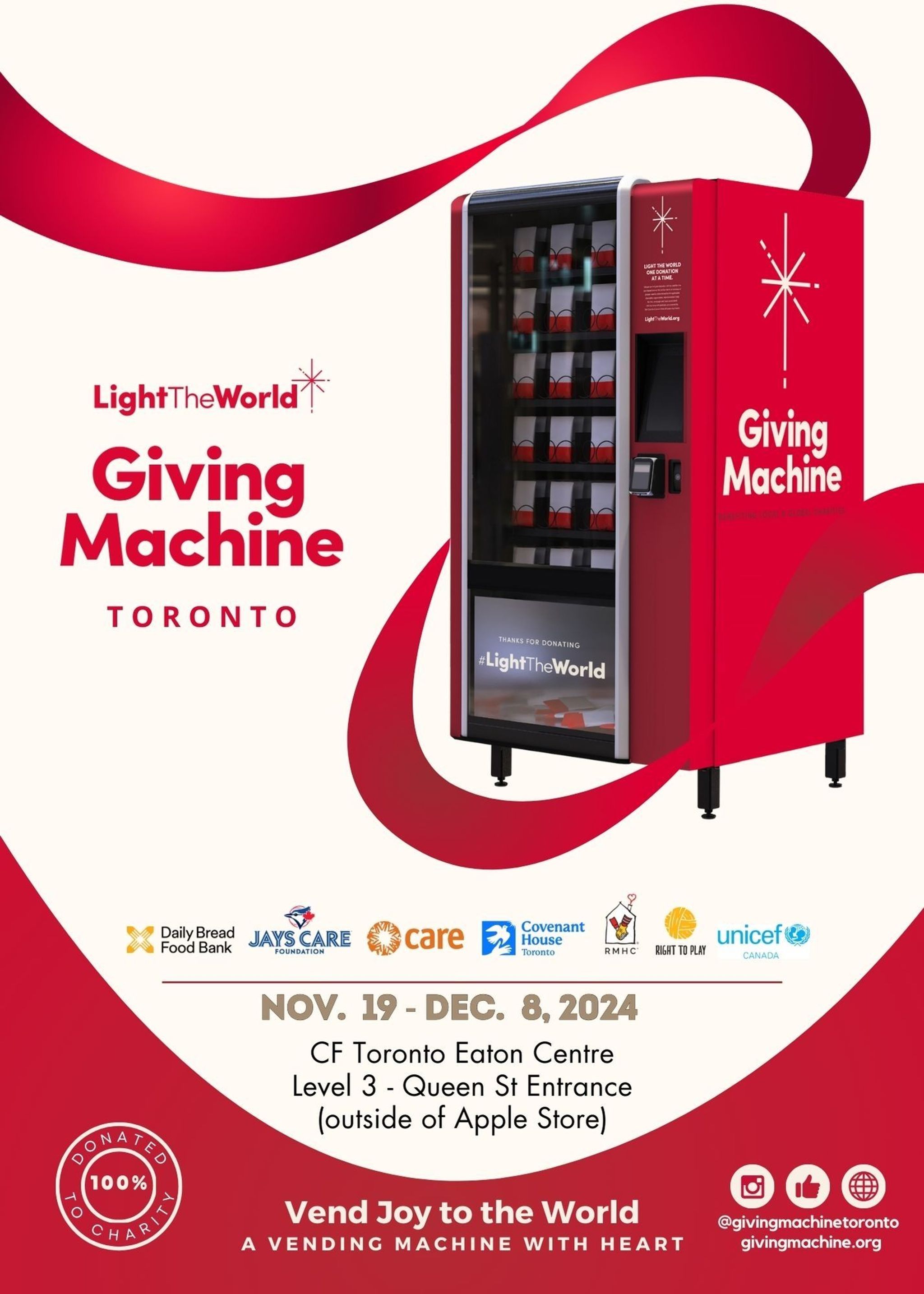 Light the World Giving Machines Toronto's Eaton Centre